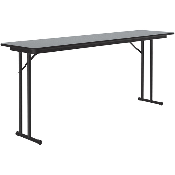 A black Correll rectangular seminar table with black legs.