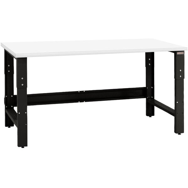 A white rectangular BenchPro workbench with a black frame.