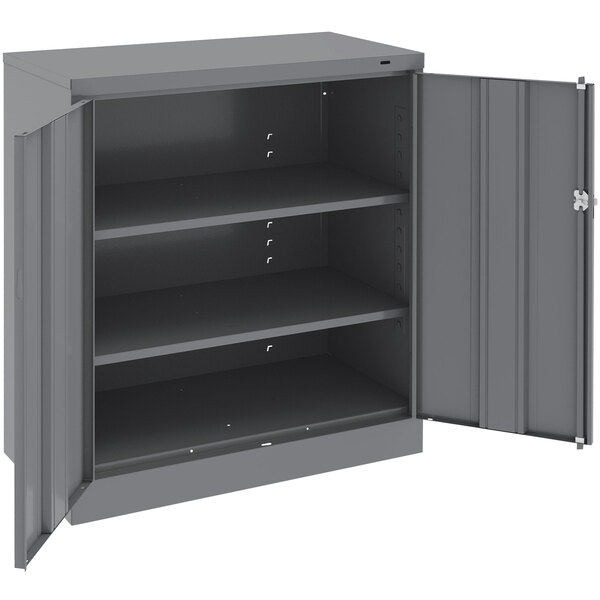 Tennsco 18" x 36" x 42" Dark Gray Standard Storage Cabinet with Solid Doors - Unassembled 1442-MGY