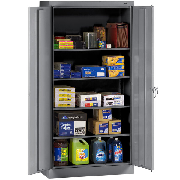 Tennsco 18" x 36" x 72" Dark Gray Standard Storage Cabinet with Solid Doors - Unassembled 1470-MGY