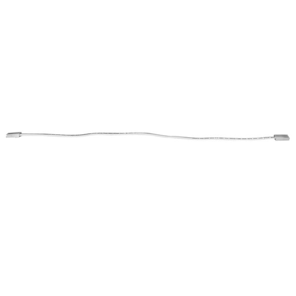 A white cable with black ends.