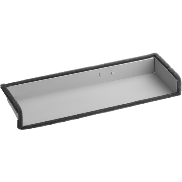 A grey rectangular air duct top with black trim for a Solwave commercial microwave.