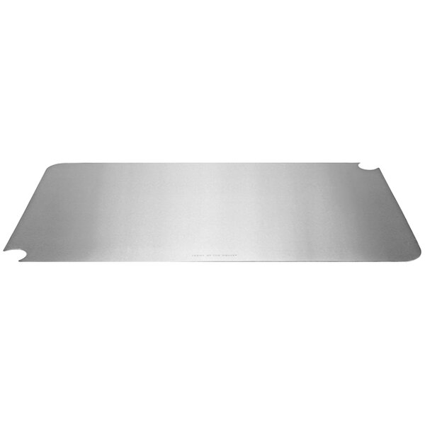 A rectangular stainless steel cooling cover with two holes.