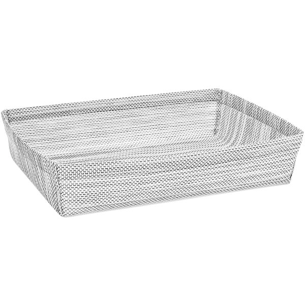 A grey Front of the House Metroweave mesh woven vinyl basket on a white background.