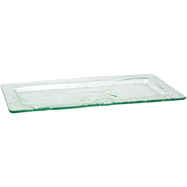 A Front of the House rectangular clear glass platter.