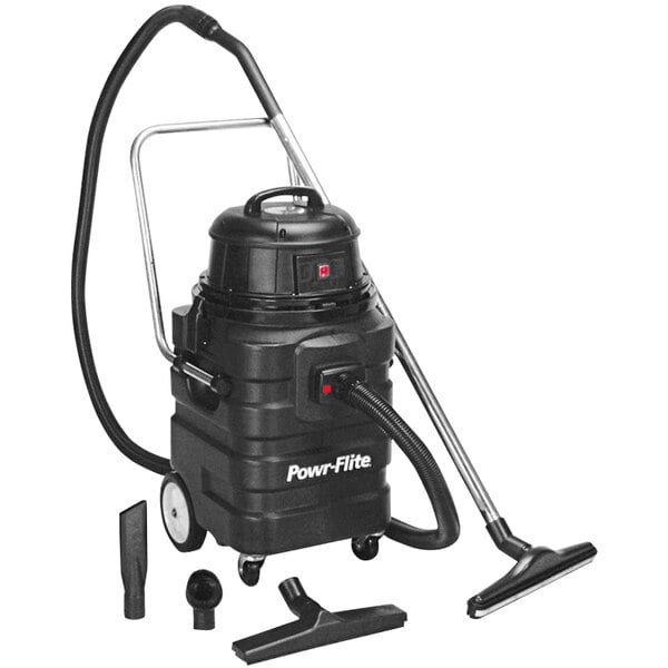 A Powr-Flite 15-gallon wet/dry vacuum with nozzles.