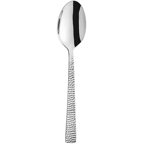 An Amefa Felicity stainless steel dessert spoon with a textured handle.