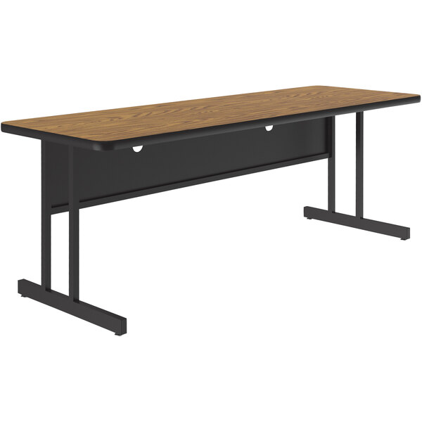 Correll 24″ x 72″ Rectangular Medium Oak Finish Keyboard Height Thermal-Fused Laminate Top Computer and Training Desk