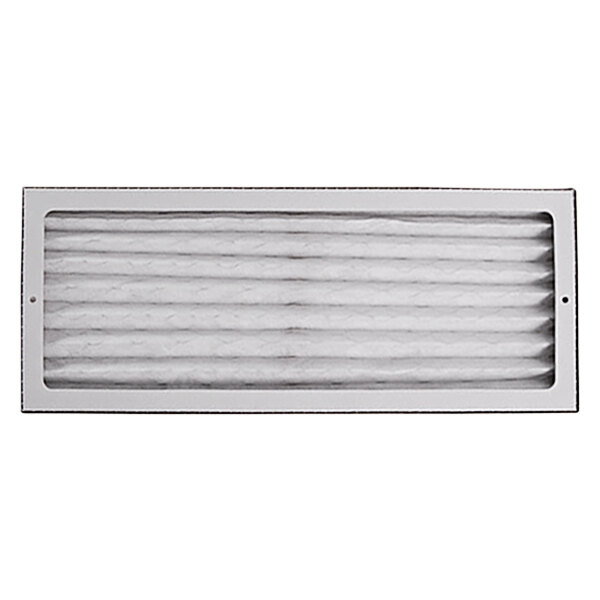 A white air filter with a black frame.