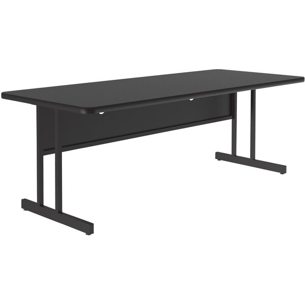 Correll 30″ x 72″ Rectangular Black Granite Finish Keyboard Height Thermal-Fused Laminate Top Computer and Training Desk