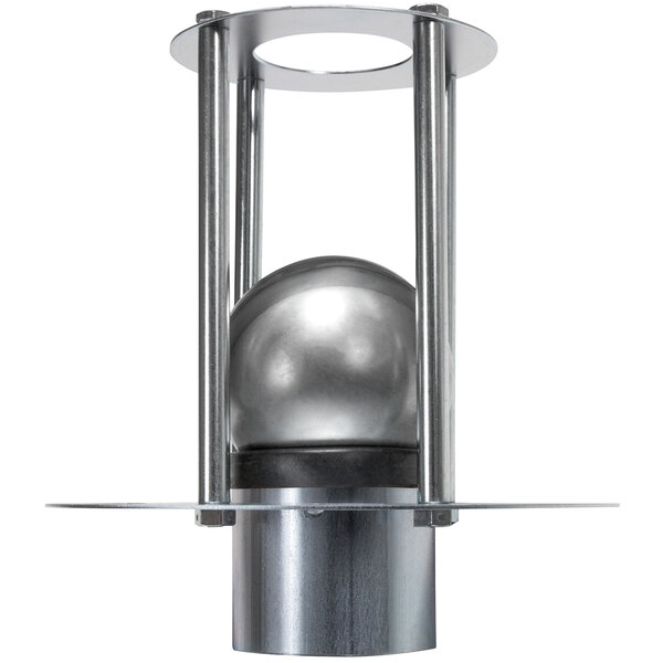A silver metal pole with a round metal ball on top.