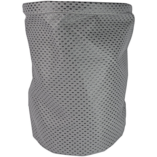 A grey mesh cloth filter bag cover with a handle.