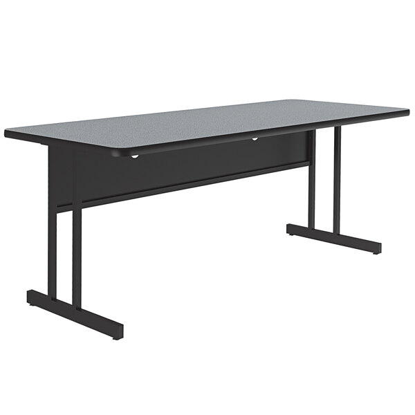 Correll 30″ x 72″ Rectangular Gray Granite Finish Desk Height Thermal-Fused Laminate Top Computer and Training Desk