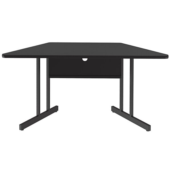 Correll 30″ x 60″ Trapezoid Black Granite Finish Desk Height Thermal-Fused Laminate Top Computer and Training Desk