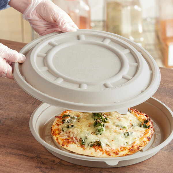 World Centric 10" Compostable Fiber Round Pizza Lid Only 200/Case