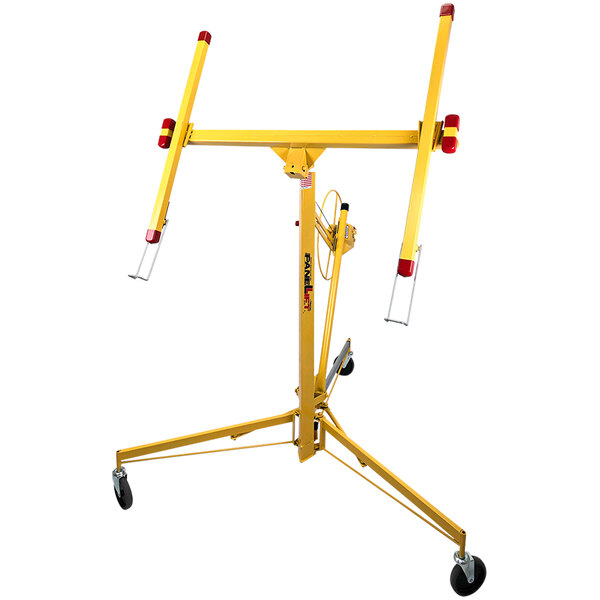 A yellow metal Paragon Pro Panellift with wheels.