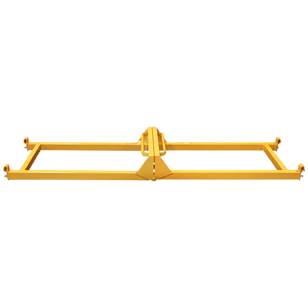 A yellow metal object with a yellow metal frame and two screws.