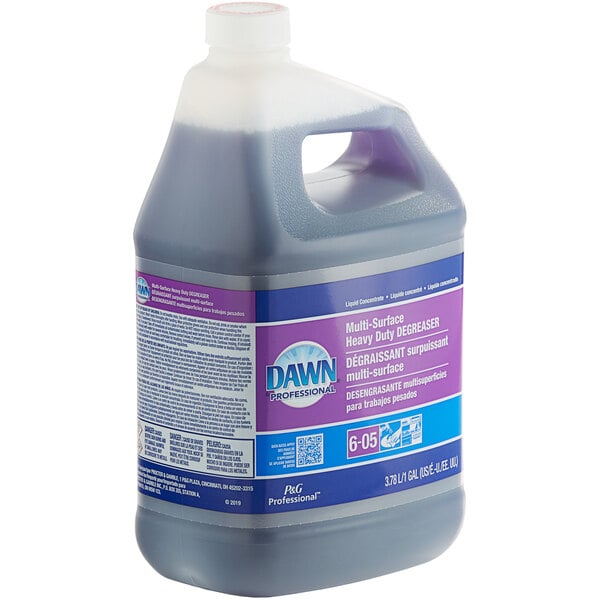 A gallon bottle of Dawn Professional Heavy Duty Degreaser with a purple label.