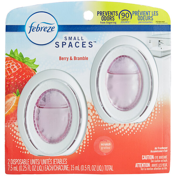 A package of Febreze Small Spaces berry and bramble scented air fresheners.