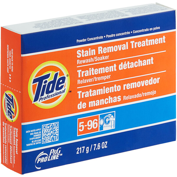 A box of Tide Professional Stain Removal Treatment powder.