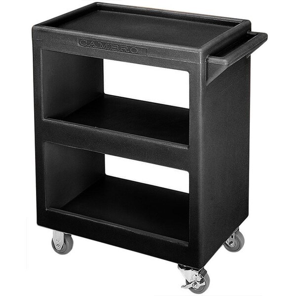 Cambro BC2254S110 Black Three Shelf Service Cart - 28" x 16" x 32 1/4"