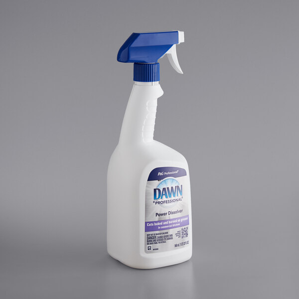 A white spray bottle of Dawn Professional Power Dissolver with a blue and white label.