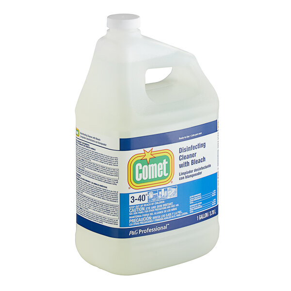 A white jug of Comet Disinfecting Cleaner with a blue and white label.