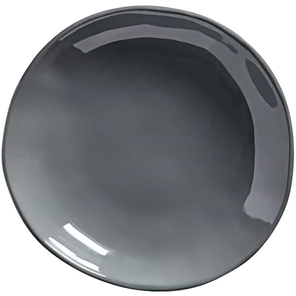 An American Metalcraft Crave storm coupe melamine bowl on a grey plate with a white background.