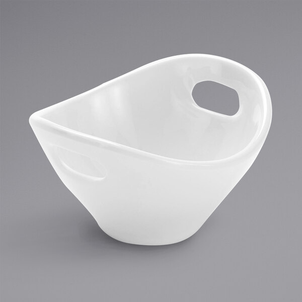 An American Metalcraft white melamine bowl with handles.