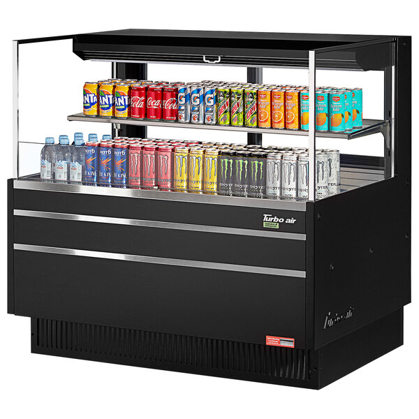 Turbo Air TOM48LUFDB2SN 47" Black Horizontal Refrigerated Open