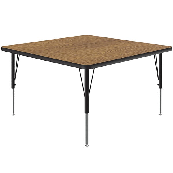 Correll 48″ Square Medium Oak 19″ – 29″ Adjustable Height Thermal-Fused Laminate Top Activity Table