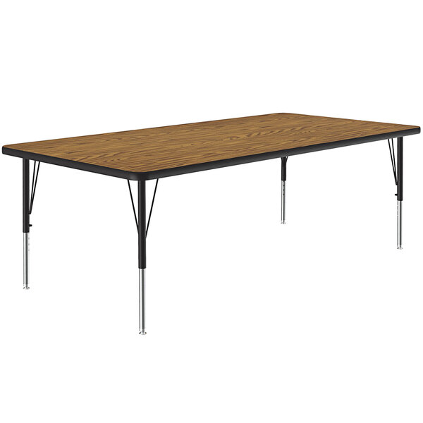 Correll 36″ x 60″ Rectangular Medium Oak 19″ – 29″ Adjustable Height Thermal-Fused Laminate Top Activity Table