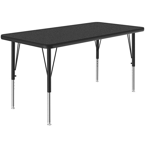 A Correll rectangular black granite activity table with chrome legs.