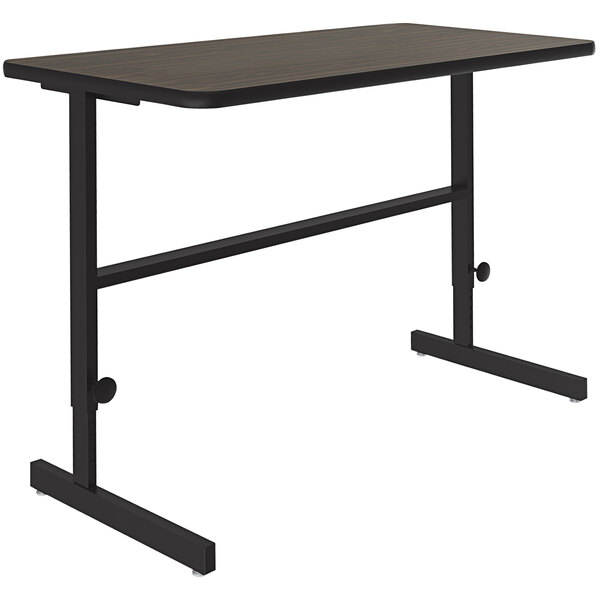 Correll 24″ x 48″ Walnut Thermal-Fused Laminate Top 34″ – 42″ Adjustable Standing Height Work Station