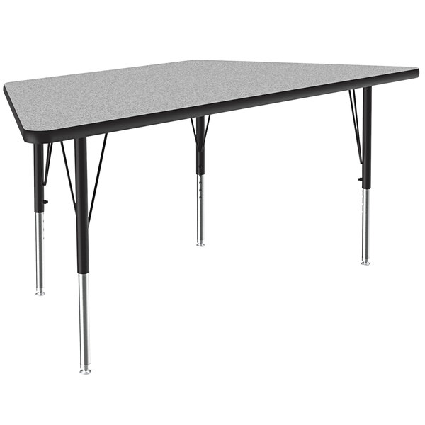 Correll 26″ x 58″ Trapezoid Gray Granite 19″ – 29″ Adjustable Height Thermal-Fused Laminate Top Activity Table