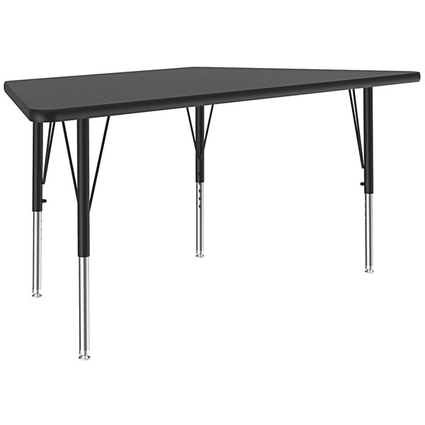 Correll 26″ x 58″ Trapezoid Black Granite 19″ – 29″ Adjustable Height Thermal-Fused Laminate Top Activity Table