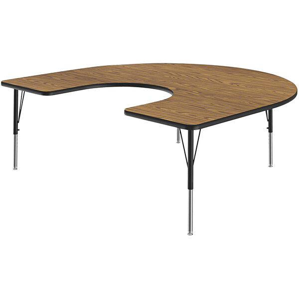Correll 60″ x 66″ Horseshoe Medium Oak 19″ – 29″ Adjustable Height Thermal-Fused Laminate Top Activity Table
