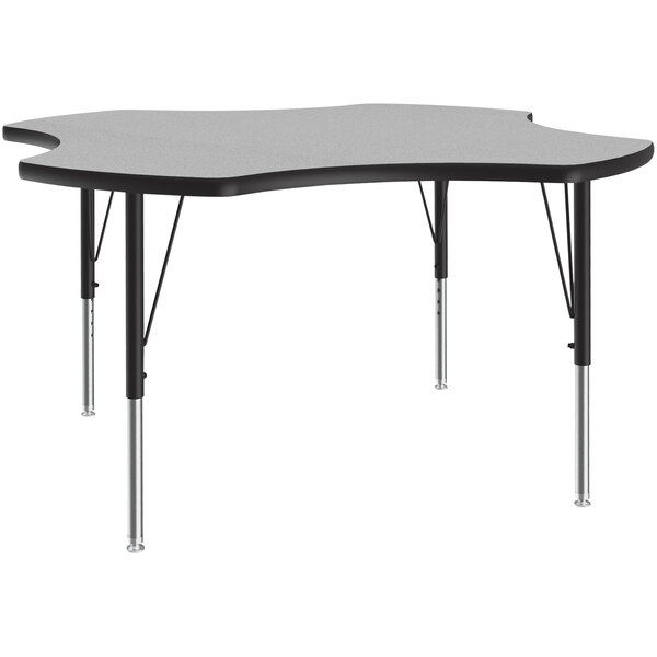 Correll 48″ Clover Gray Granite 19″ – 29″ Adjustable Height Thermal-Fused Laminate Top Activity Table with Black Legs and Black T-Mold