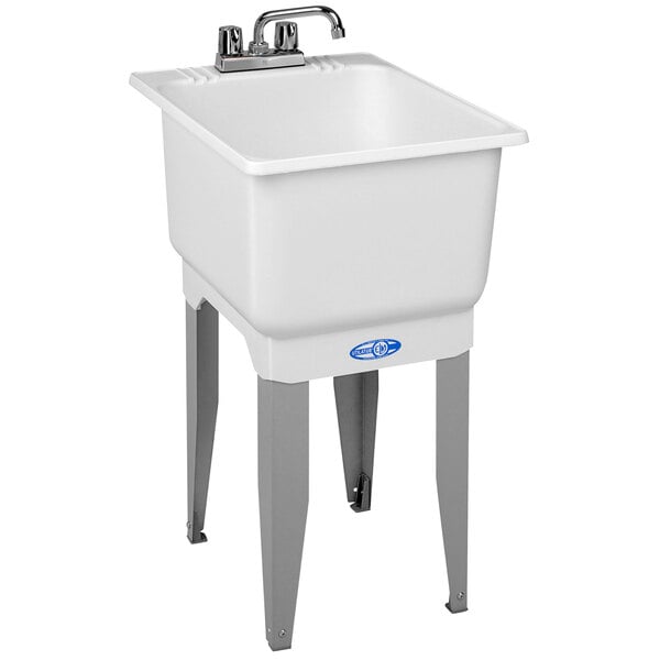 E.L. Mustee 12C UTILITUB 18" Polypropylene Laundry Tub Sink with Steel Legs and Faucet Kit