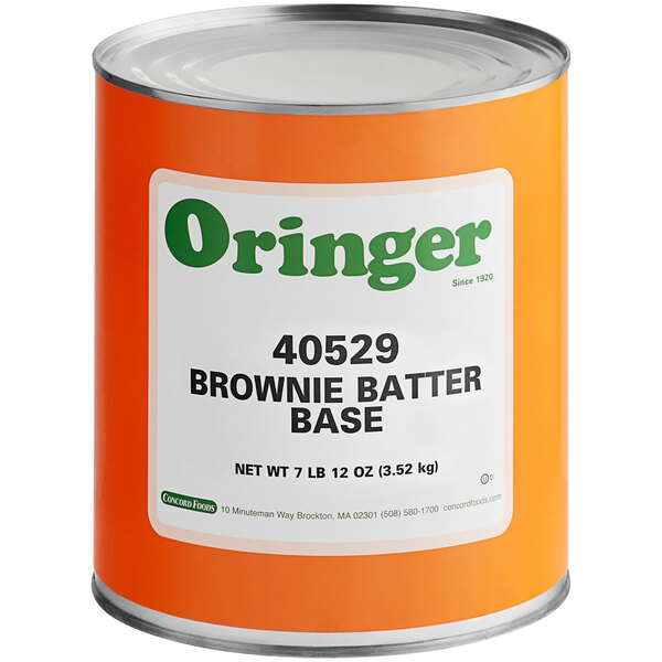 A #10 can of Oringer Brownie Batter hard serve ice cream base.