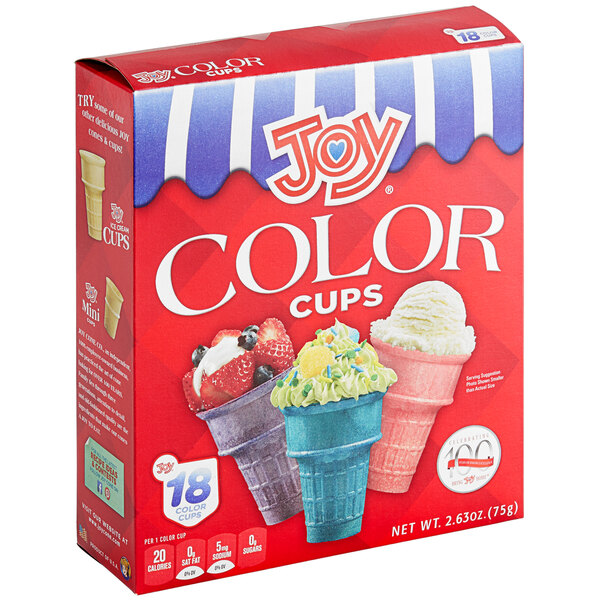 JOY Assorted Color Flat Bottom Cake Cone 18/Box