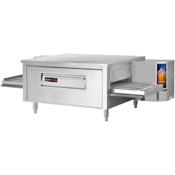 A large stainless steel Sierra Range conveyor pizza oven.
