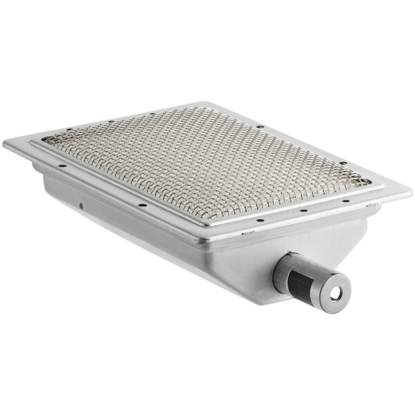 A metal mesh filter with a square hole.