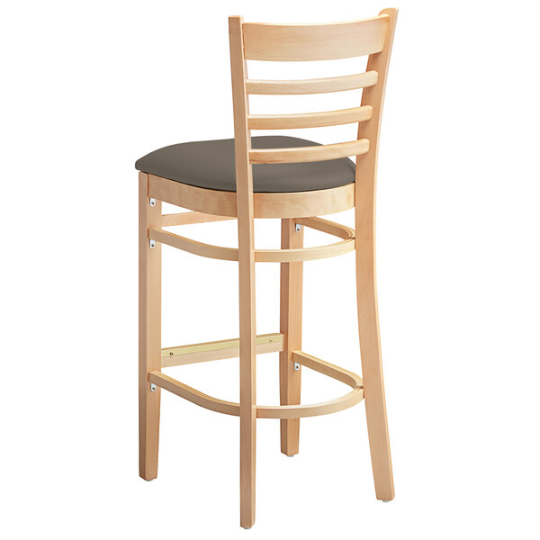 Lancaster Table & Seating Natural Finish Wood Ladder Back Bar Stool
