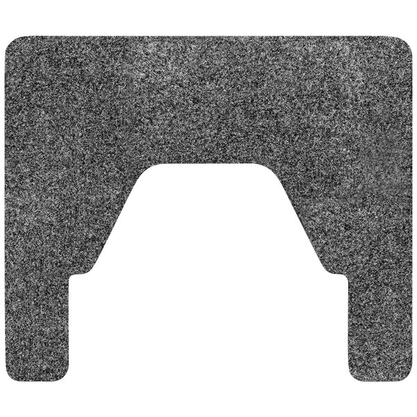 A grey rectangular WizKid urinal mat with a square hole in the middle.