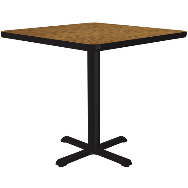 Correll 24″ Square Medium Oak Finish Standard Height Thermal-Fused Laminate Top Cafe / Breakroom Table