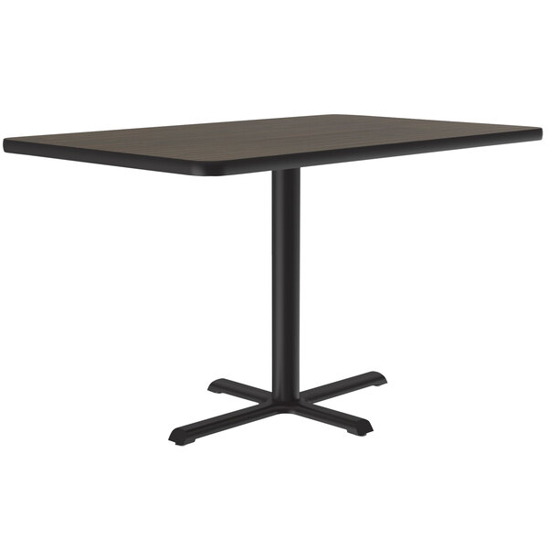 Correll 30″ x 48″ Rectangular Walnut Finish Standard Height Thermal-Fused Laminate Top Cafe / Breakroom Table