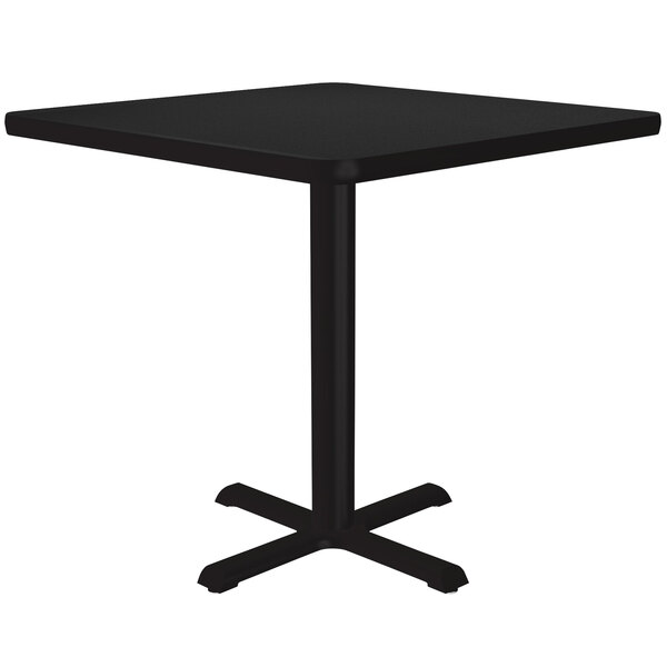 Correll 24″ Square Black Granite Finish Standard Height Thermal-Fused Laminate Top Cafe / Breakroom Table