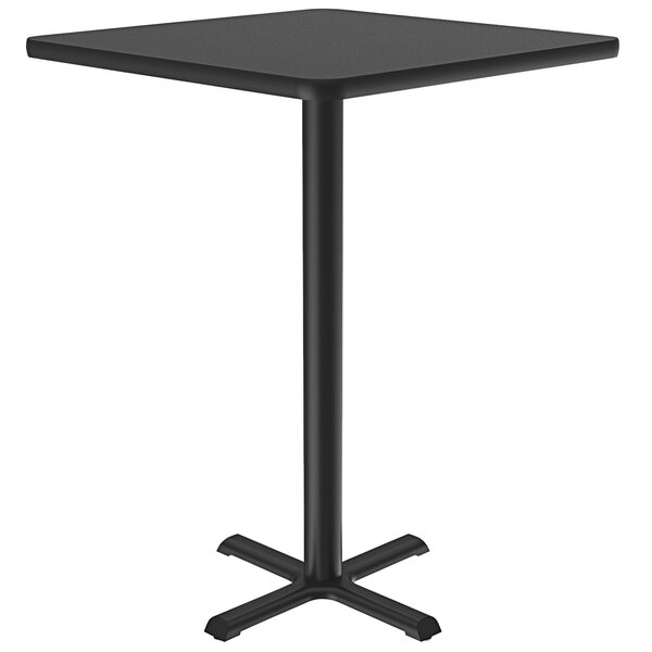 Correll 30″ Square Black Granite Finish Bar Height Thermal-Fused Laminate Top Cafe / Breakroom Table