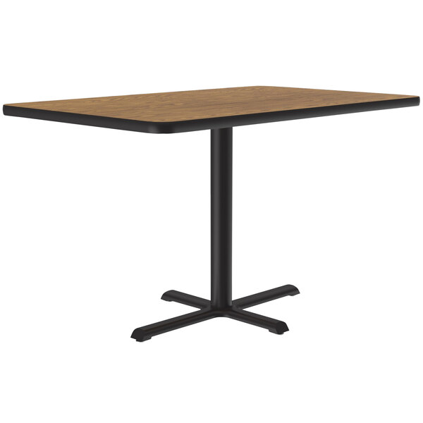 Correll 30″ x 48″ Rectangular Medium Oak Finish Standard Height Thermal-Fused Laminate Top Cafe / Breakroom Table